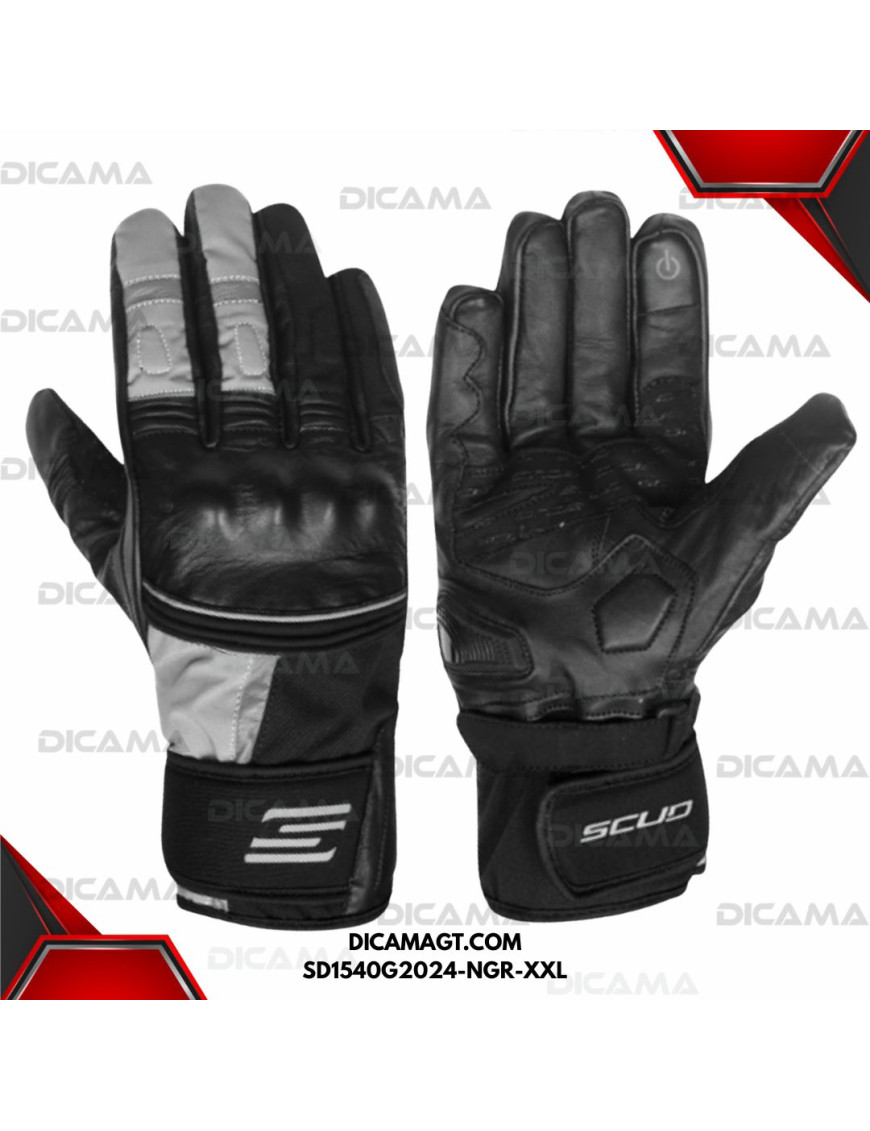 GUANTES MOTORISTA TOURING-SD-NEGRO/GRIS-XXL SCUD SD1540G2024-NGR-XXL
