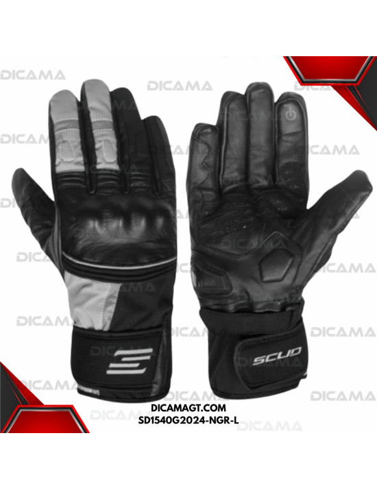 GUANTES MOTORISTA TOURING-SD-NEGRO/GRIS-L SCUD SD1540G2024-NGR-L