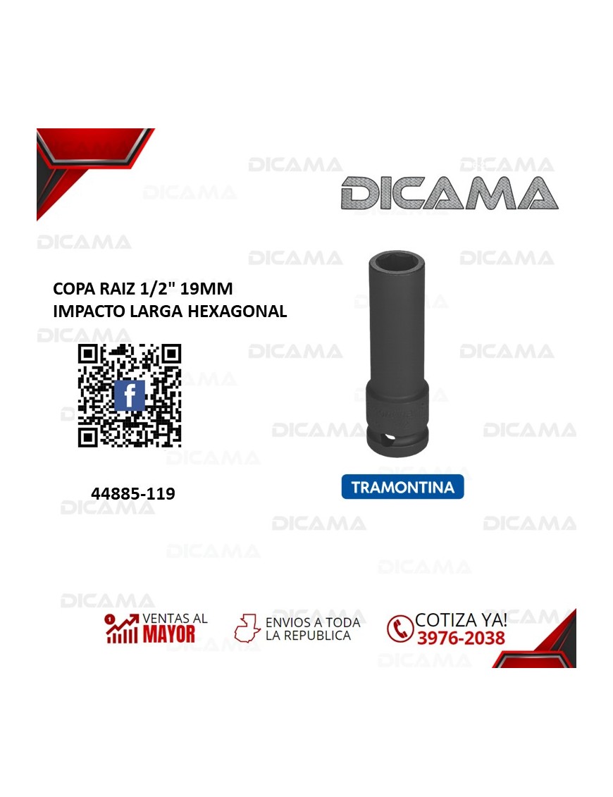 COPA RAIZ 1/2" 19MM IMPACTO LARGA HEXAGONAL