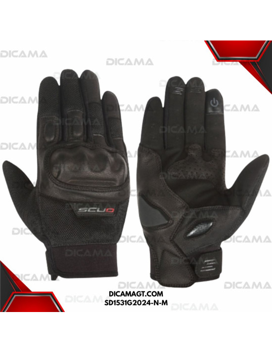 GUANTES MOTORISTA CORTO-SD-NEGRO-M SCUD SD1531G2024-N-M