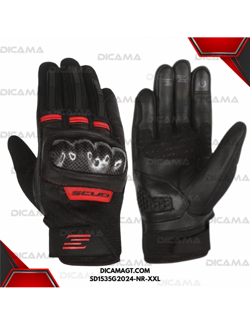 GUANTES MOTORISTA CORTO-SD-NEGRO/ROJO-XXL SCUD SD1535G2024-NR-XXL