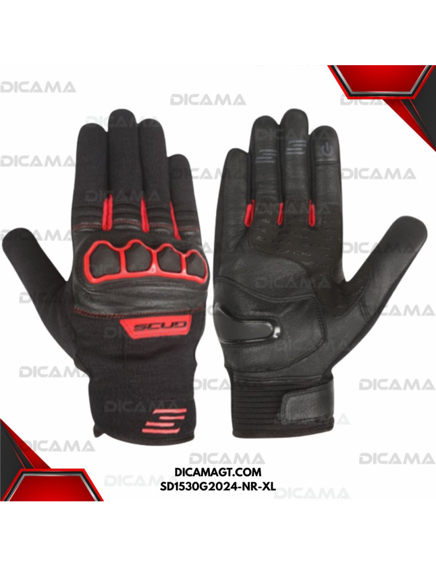 GUANTES MOTORISTA CORTO-SD-NEGRO/ROJO-XL SCUD SD1530G2024-NR-XL