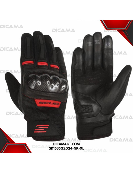 GUANTES MOTORISTA CORTO-SD-NEGRO/ROJO-XL SCUD SD1535G2024-NR-XL