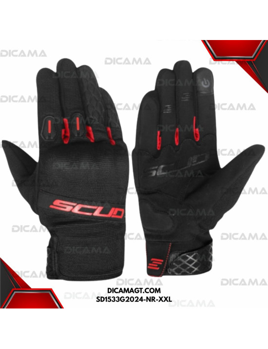 GUANTES MOTORISTA CORTO-SD-NEGRO/ROJO-S SCUD SD1533G2024-NR-XXL
