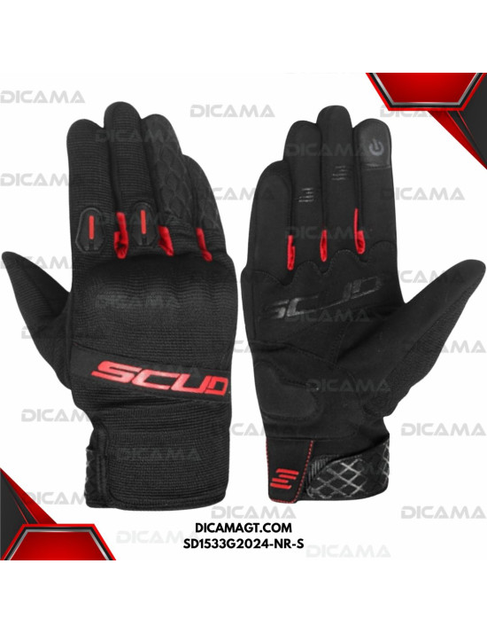 GUANTES MOTORISTA CORTO-SD-NEGRO/ROJO-S SCUD SD1533G2024-NR-S