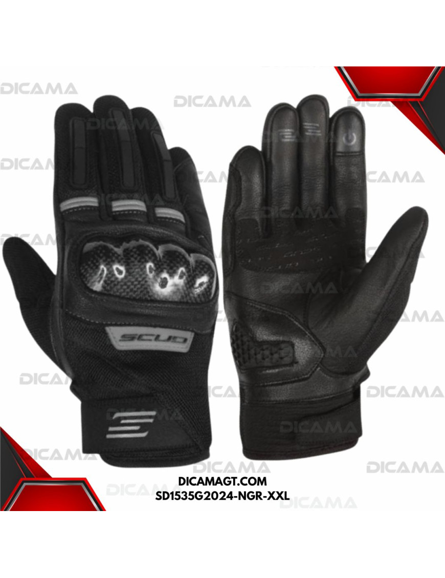GUANTES MOTORISTA CORTO-SD-NEGRO/GRIS-XXL SCUD SD1535G2024-NGR-XXL
