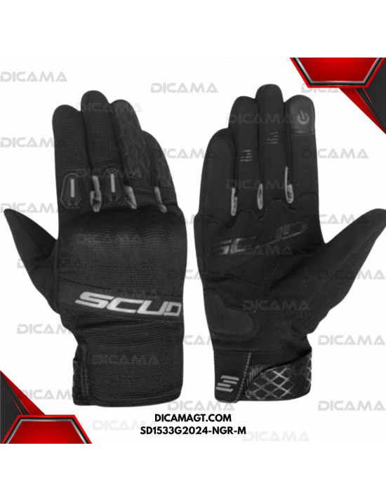GUANTES MOTORISTA CORTO-SD-NEGRO/GRIS-M SCUD SD1533G2024-NGR-M