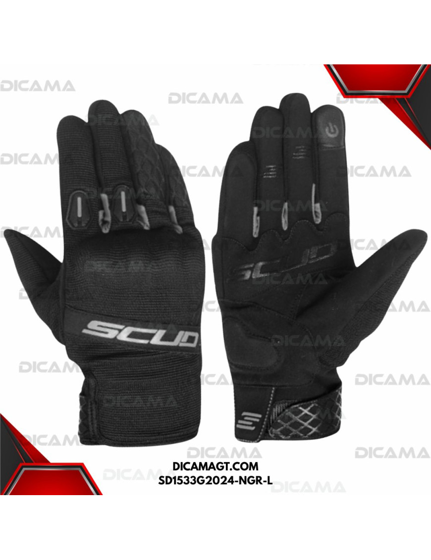 GUANTES MOTORISTA CORTO-SD-NEGRO/GRIS-L SCUD SD1533G2024-NGR-L