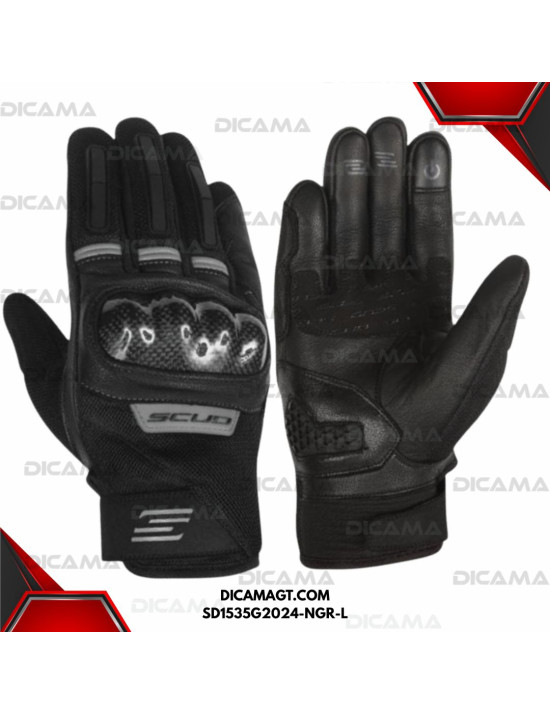 GUANTES MOTORISTA CORTO-SD-NEGRO/GRIS-L SCUD SD1535G2024-NGR-L