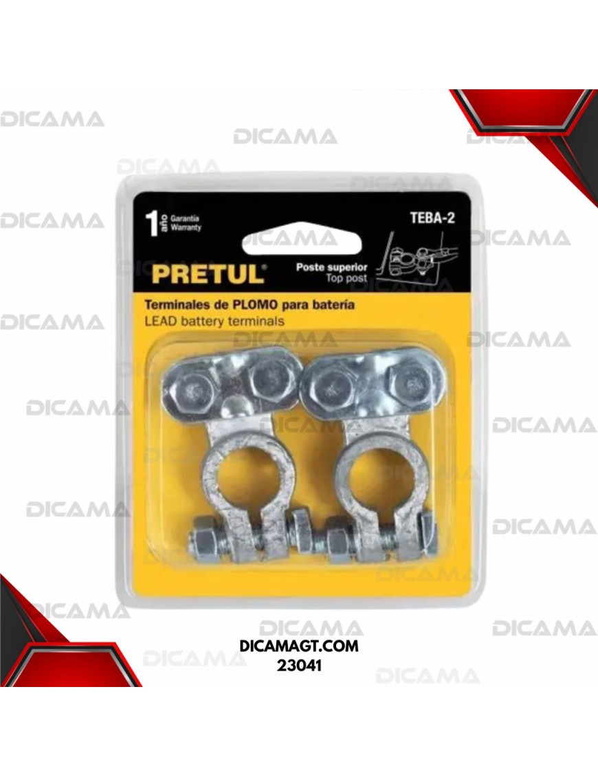 TERMINALES P/BATERIA PAR BLISTER PLOMO POSTE SUPERIOR PRETUL 23041