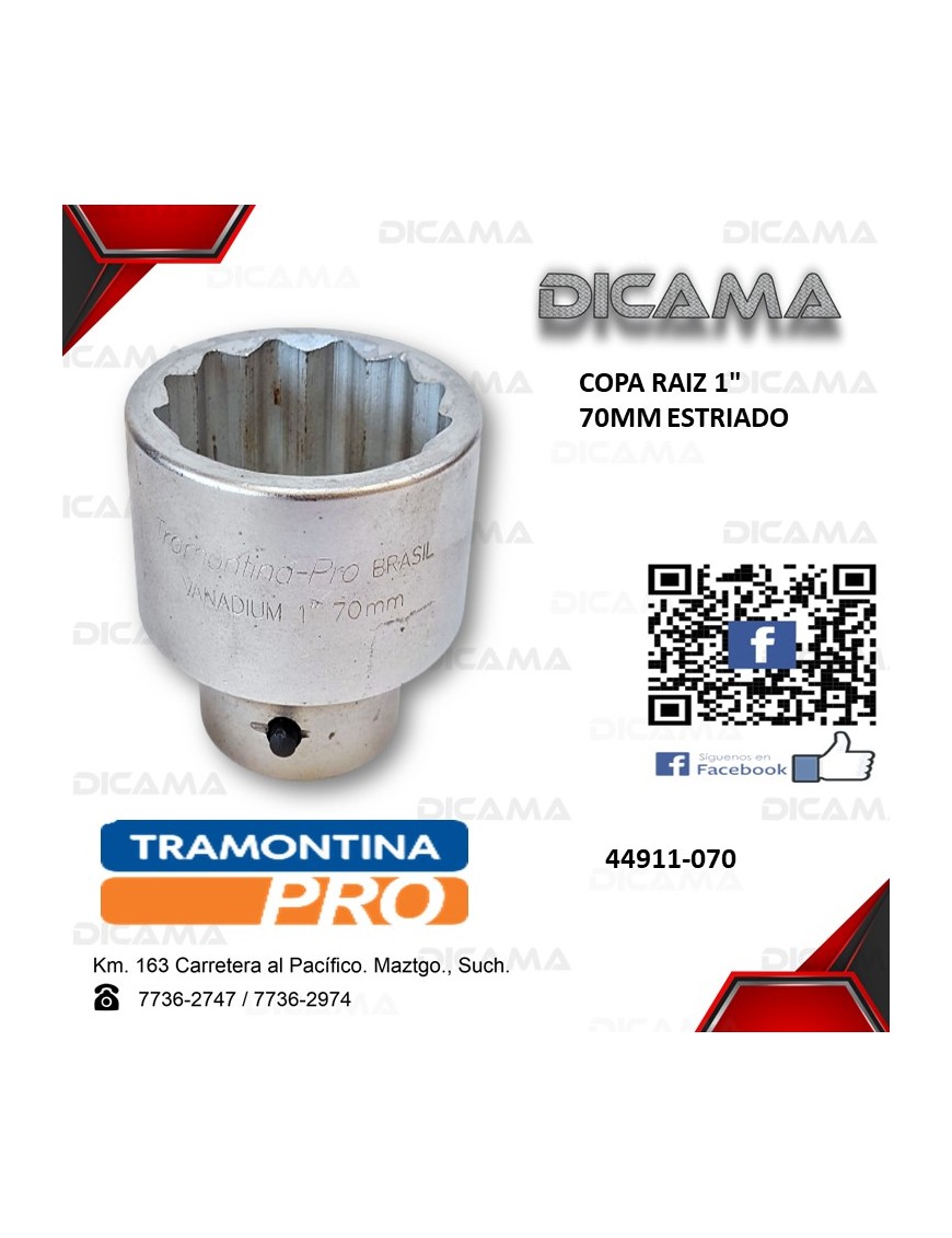 COPA RAIZ 1" 70MM ESTRIADO