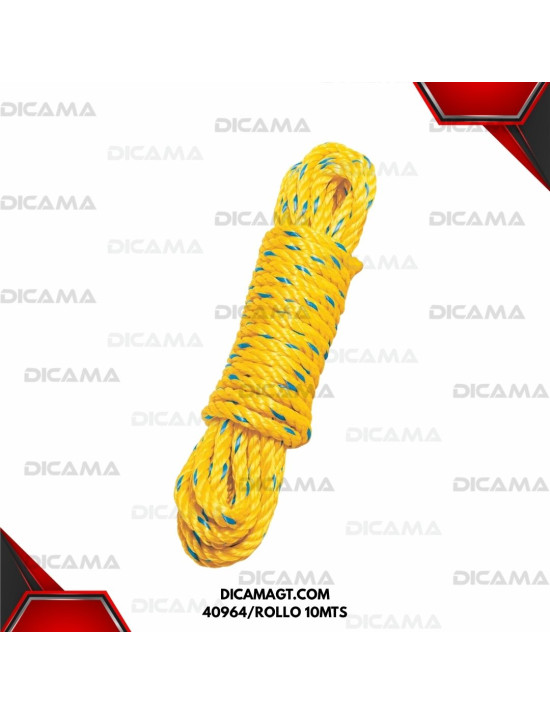 ROLLO DE CUERDA 8MM 5/16 PROLIPILENO AMARILLO FIERO 40964/ROLLO 10MTS