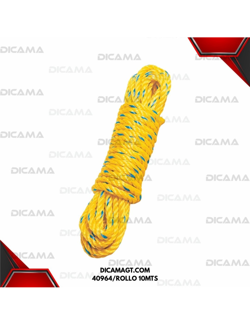 ROLLO DE CUERDA 8MM 5/16 PROLIPILENO AMARILLO FIERO 40964/ROLLO 10MTS