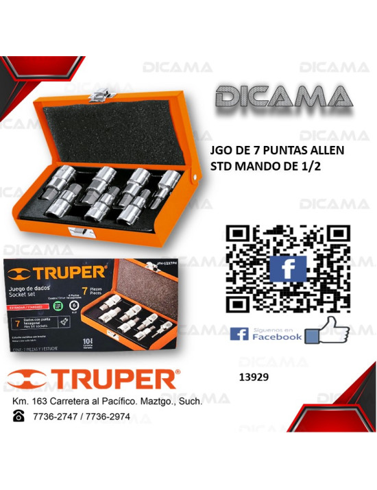 JGO DE 7 PUNTAS ALLEN STD MANDO DE 1/2 TRUPER 13929