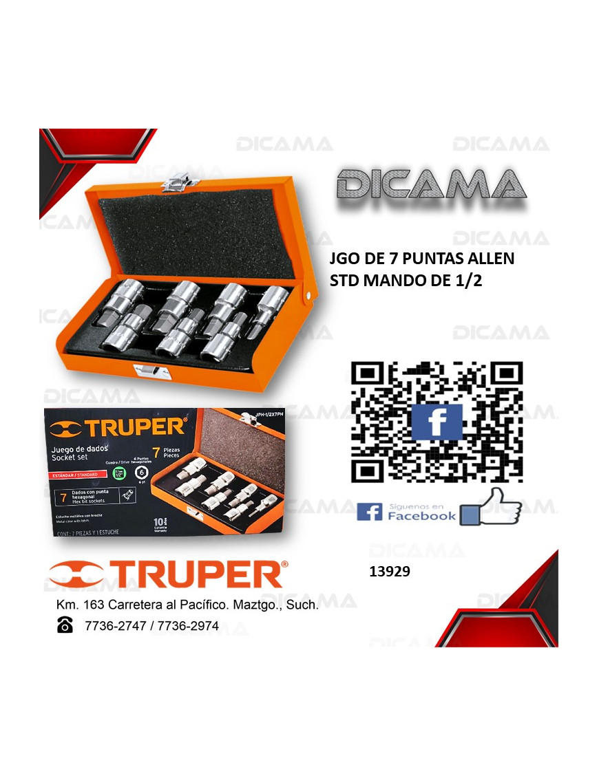 JGO DE 7 PUNTAS ALLEN STD MANDO DE 1/2 TRUPER 13929