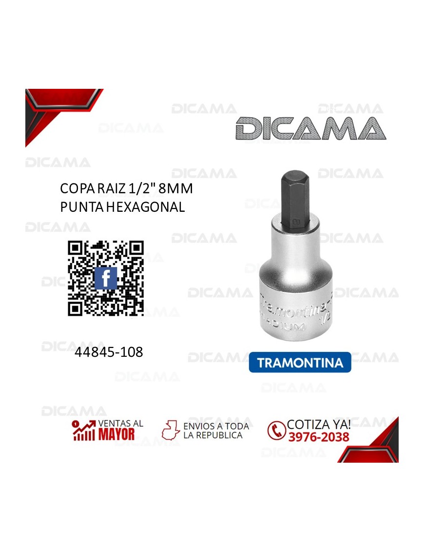 COPA RAIZ 1/2" 8MM PUNTA HEXAGONAL