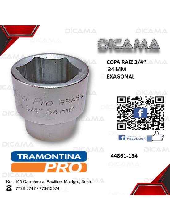 COPA RAIZ 3/4" 34MM HEXAGONAL