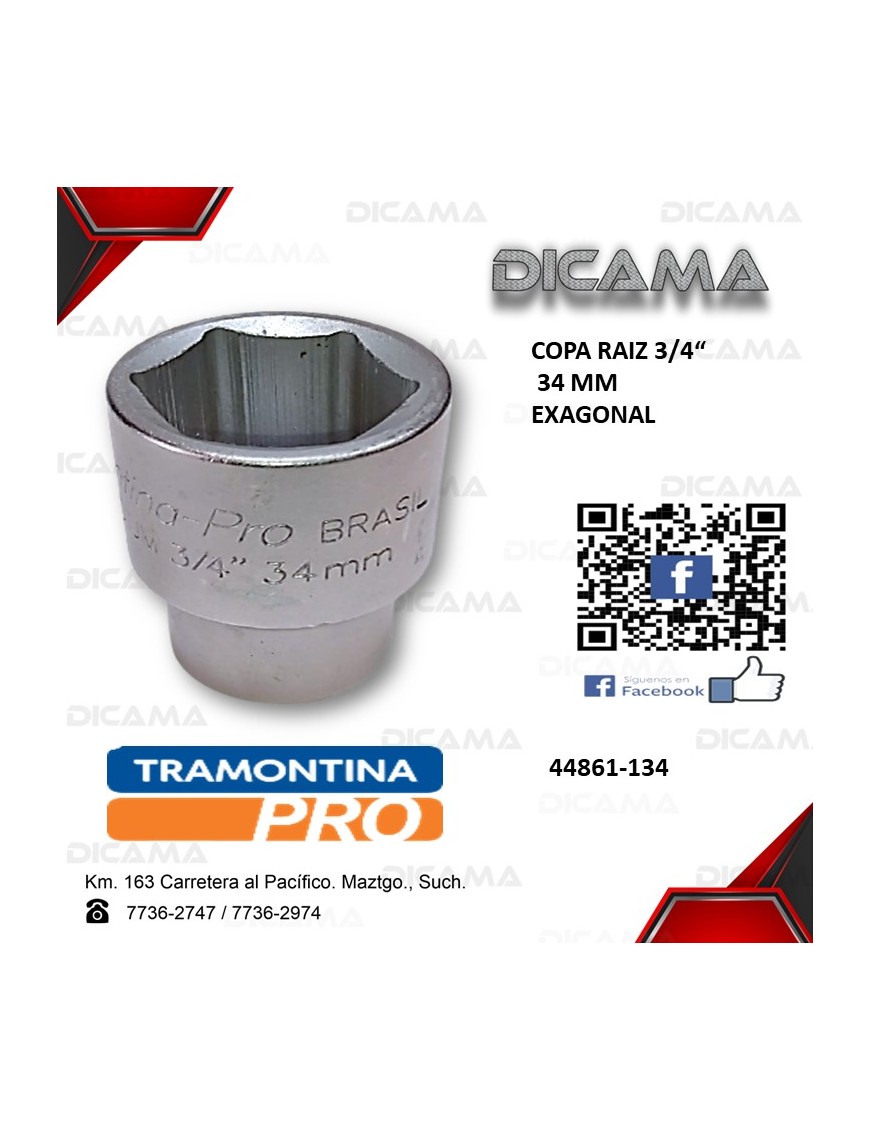 COPA RAIZ 3/4" 34MM HEXAGONAL