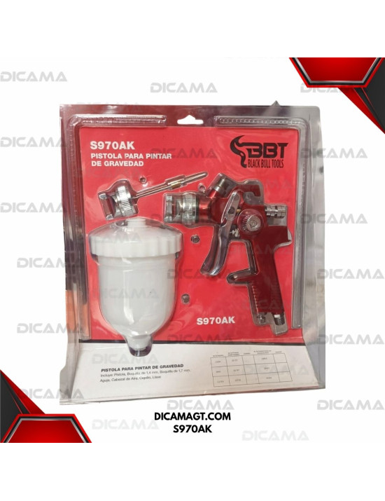 PISTOLA PINTAR GRAVEDAD HVLP BLISTER KIT 1.4MM+1.7 BBT S970AK
