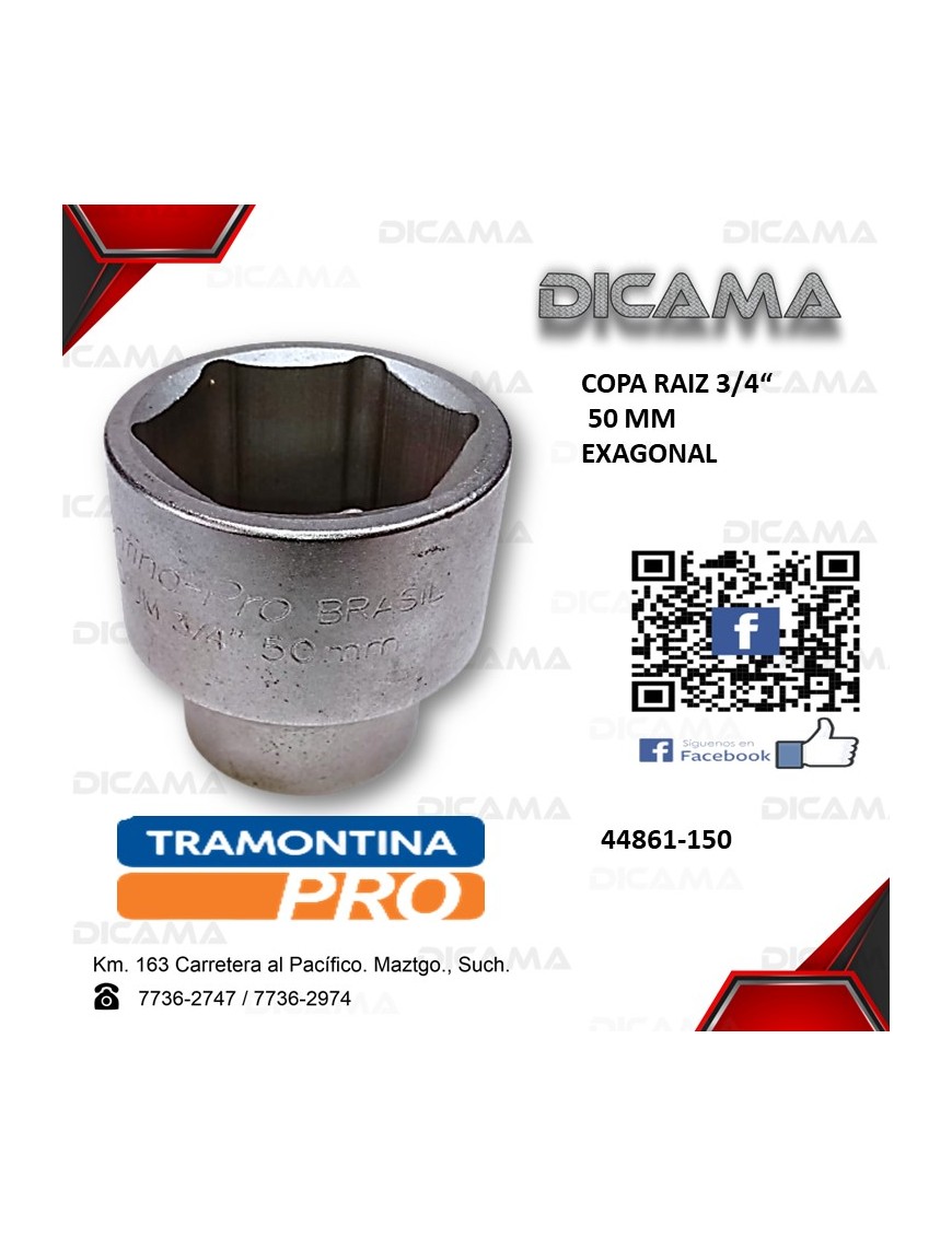 COPA RAIZ 3/4" 50MM HEXAGONAL