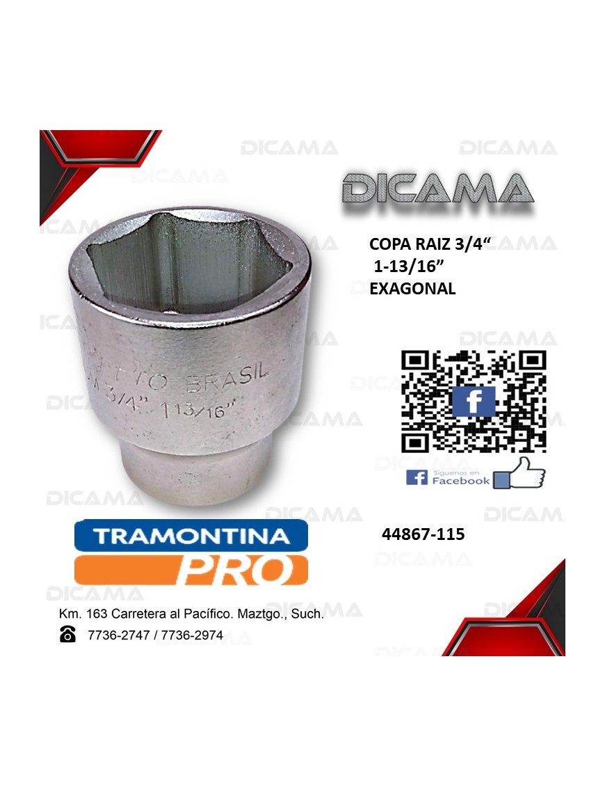 COPA RAIZ 3/4" 1.13/16" AM HEXAGONAL
