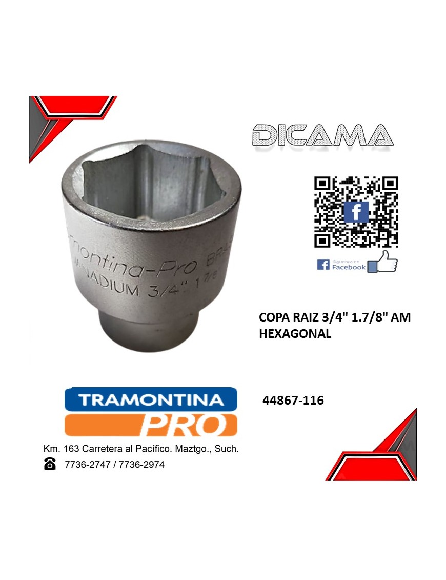 COPA RAIZ 3/4" 1.7/8" AM HEXAGONAL