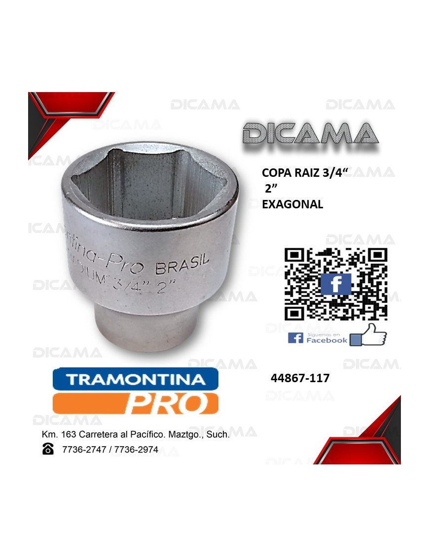COPA RAIZ 3/4" 2" AM HEXAGONAL