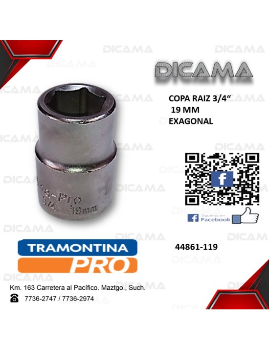 COPA RAIZ 3/4" 19MM HEXAGONAL