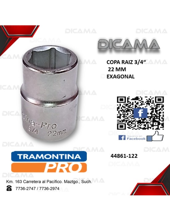COPA RAIZ 3/4" 22MM HEXAGONAL