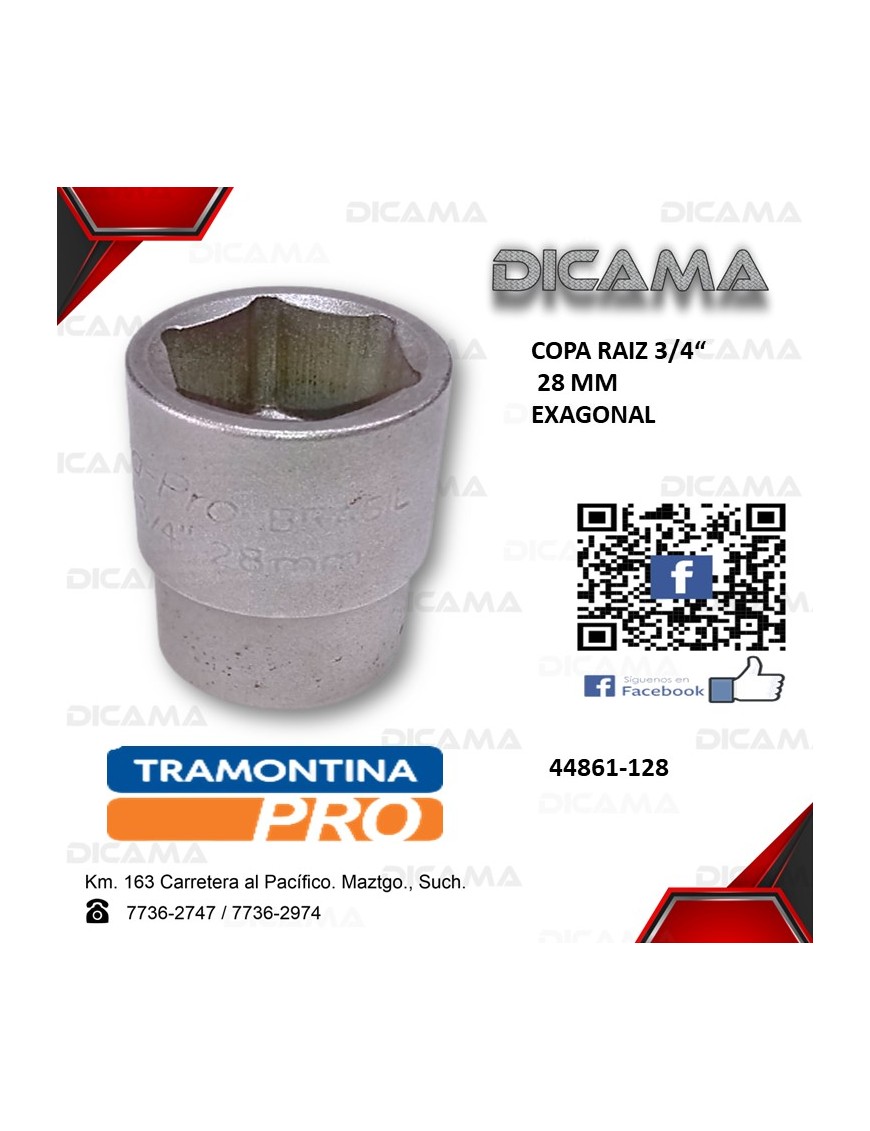 COPA RAIZ 3/4" 28MM HEXAGONAL