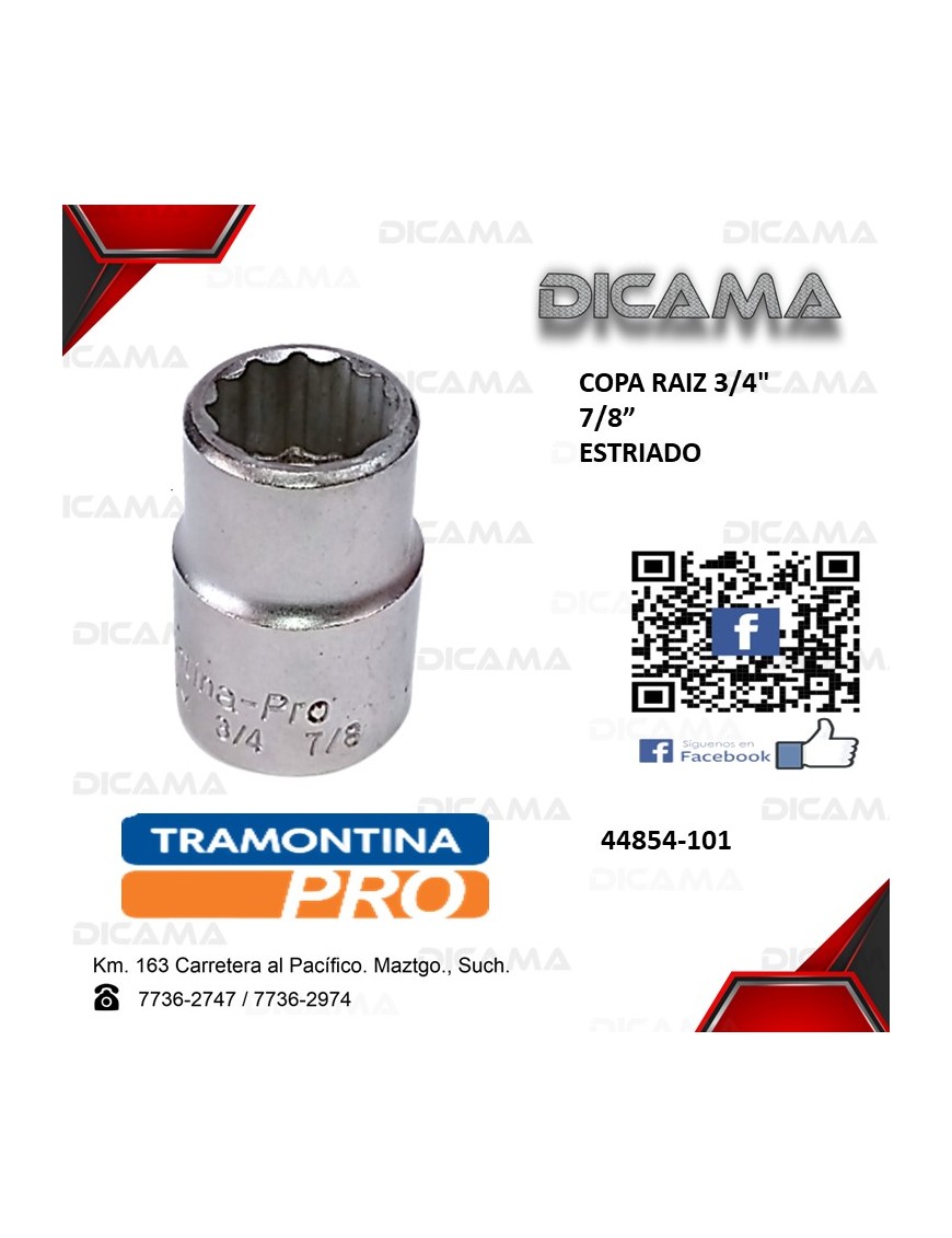 COPA RAIZ 3/4" 7/8" ESTRIADO