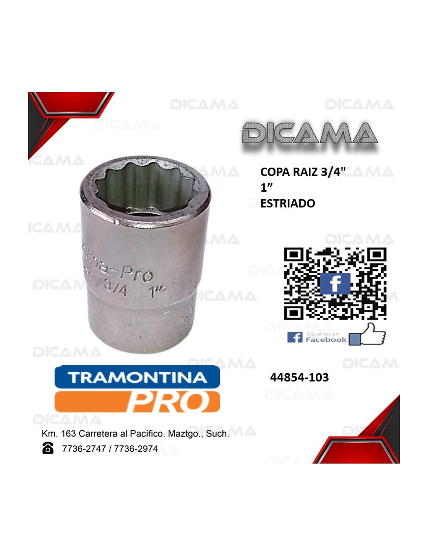 COPA RAIZ 3/4" 1" ESTRIADO