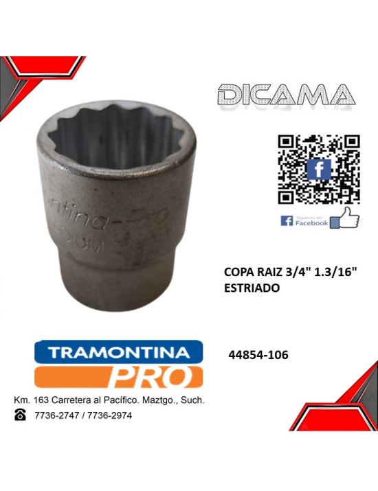 COPA RAIZ 3/4" 1.3/16" ESTRIADO