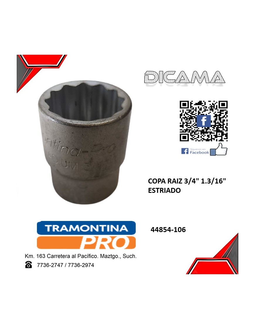 COPA RAIZ 3/4" 1.3/16" ESTRIADO