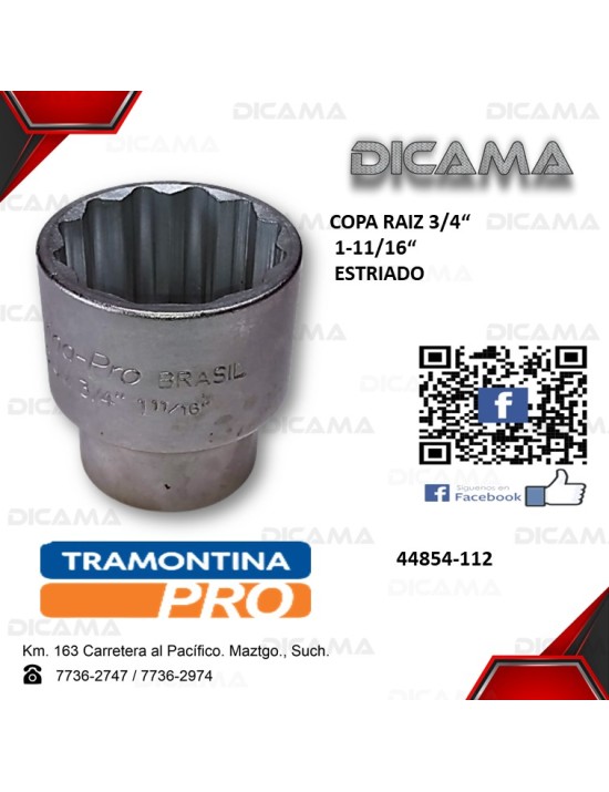 COPA RAIZ 3/4" 1.11/16" ESTRIADO