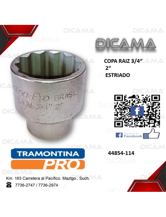 COPA RAIZ 3/4" 2" ESTRIADO
