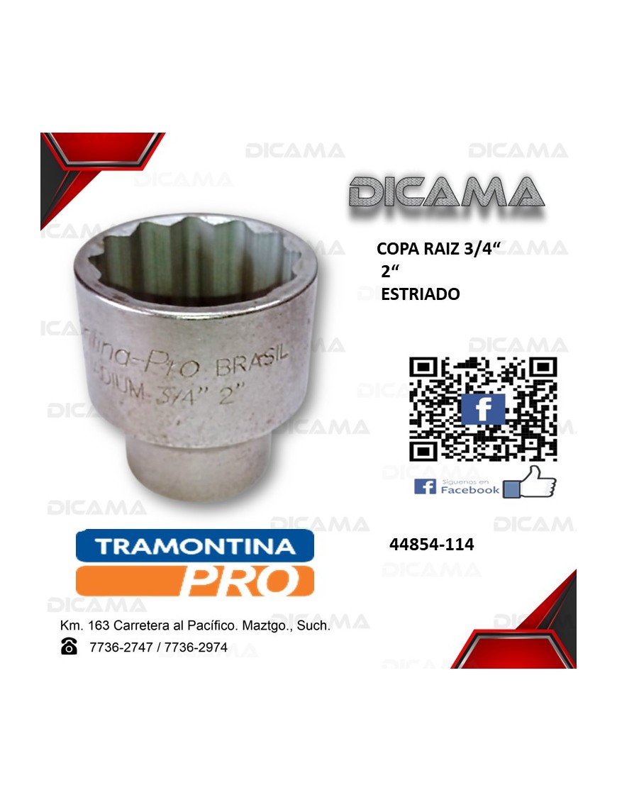 COPA RAIZ 3/4" 2" ESTRIADO