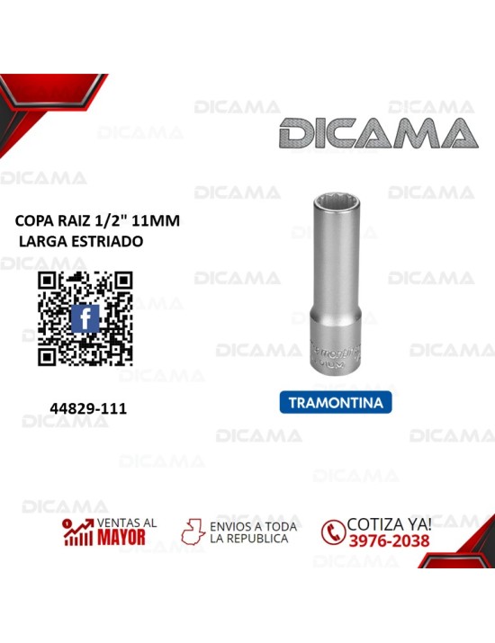 COPA RAIZ 1/2" 11MM LARGA ESTRIADO
