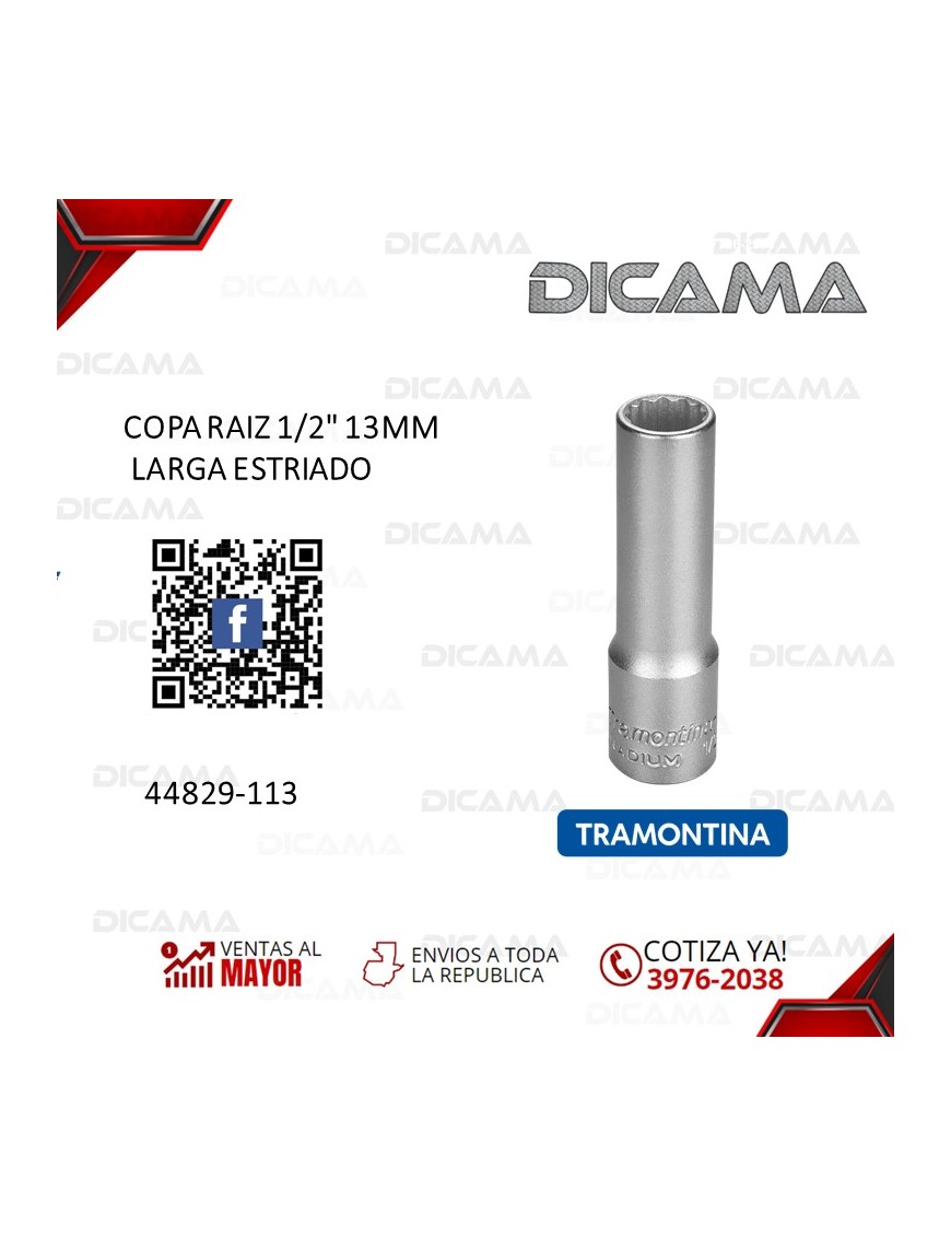 COPA RAIZ 1/2" 13MM LARGA ESTRIADO
