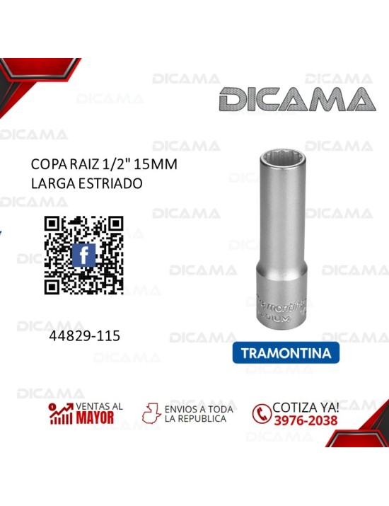 COPA RAIZ 1/2" 15MM LARGA ESTRIADO