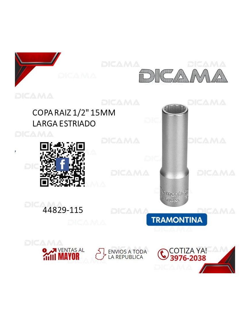 COPA RAIZ 1/2" 15MM LARGA ESTRIADO
