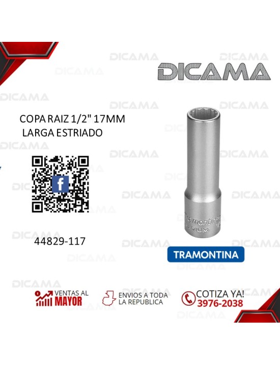 COPA RAIZ 1/2" 17MM LARGA ESTRIADO