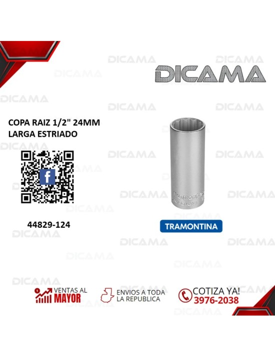 COPA RAIZ 1/2" 24MM LARGA ESTRIADO