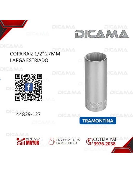 COPA RAIZ 1/2" 27MM LARGA ESTRIADO