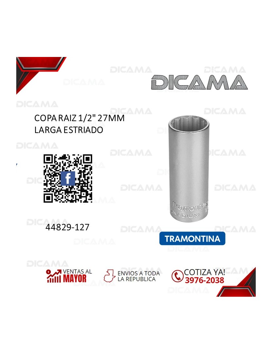 COPA RAIZ 1/2" 27MM LARGA ESTRIADO