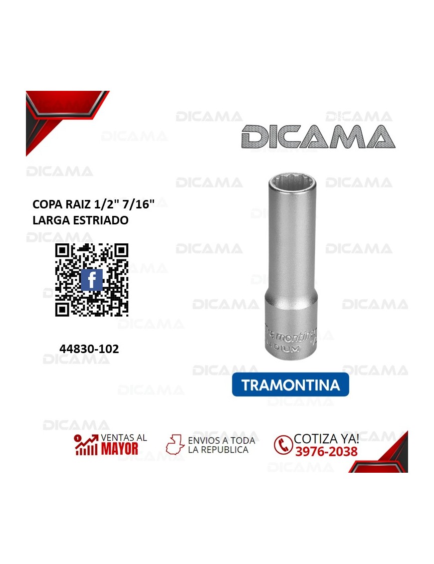 COPA RAIZ 1/2" 7/16" LARGA ESTRIADO
