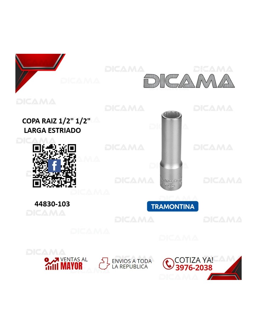 COPA RAIZ 1/2" 1/2"  LARGA ESTRIADO