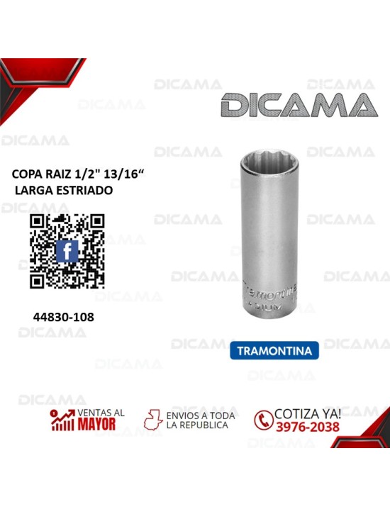 COPA RAIZ 1/2" 13/16" LARGA ESTRIADO