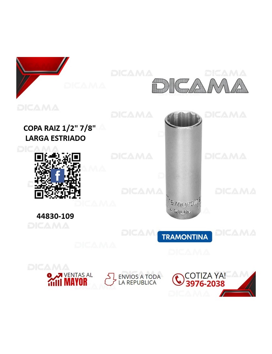 COPA RAIZ 1/2" 7/8"  LARGA ESTRIADO