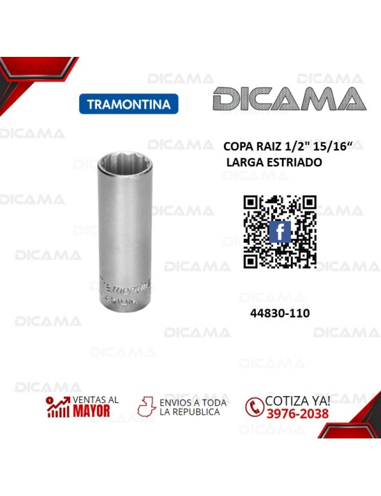 COPA RAIZ 1/2" 15/16" LARGA ESTRIADO